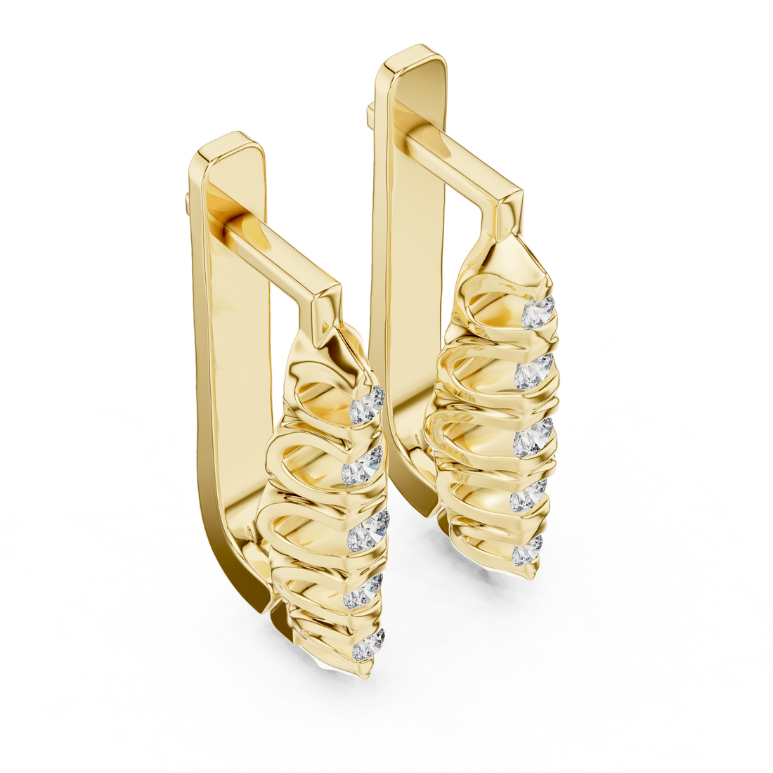 Round Brilliant Diamond Graduated Collet Set Bar Stud Earrings