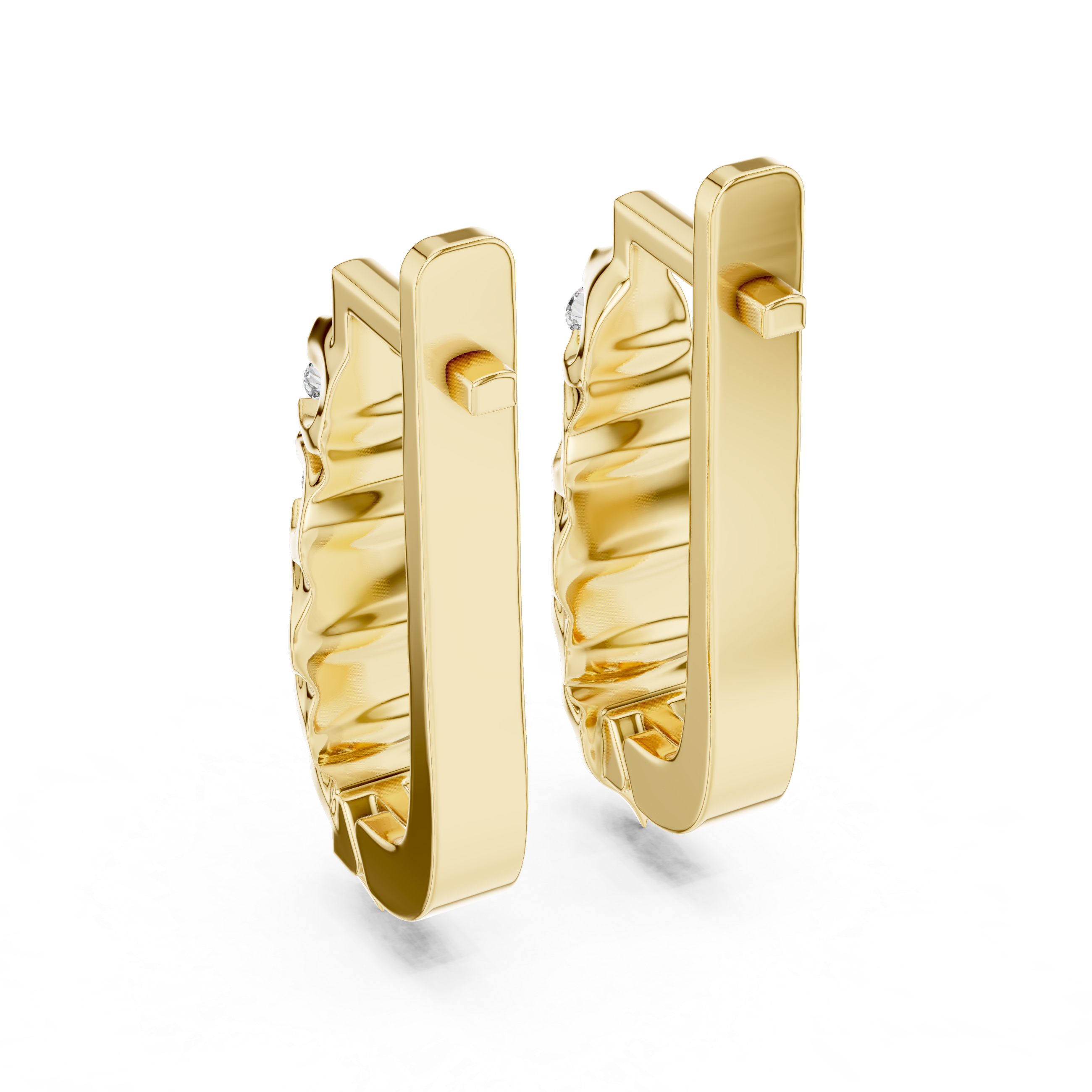 Round Brilliant Diamond Graduated Collet Set Bar Stud Earrings