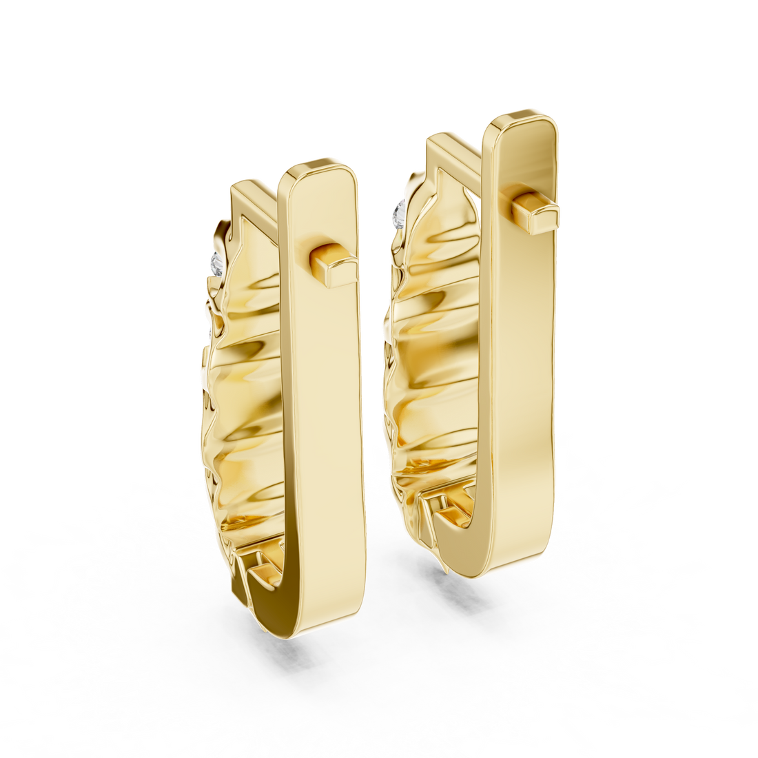 Round Brilliant Diamond Graduated Collet Set Bar Stud Earrings