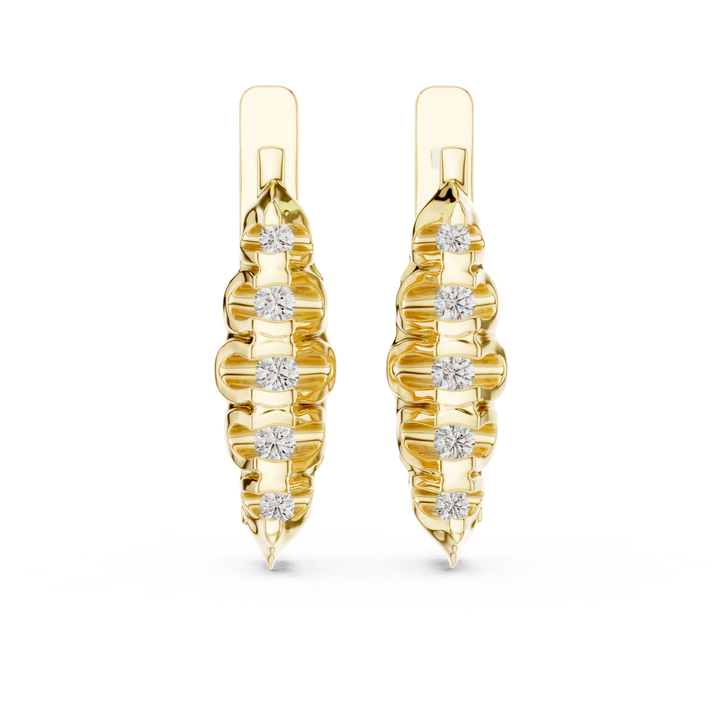 Round Brilliant Diamond Graduated Collet Set Bar Stud Earrings