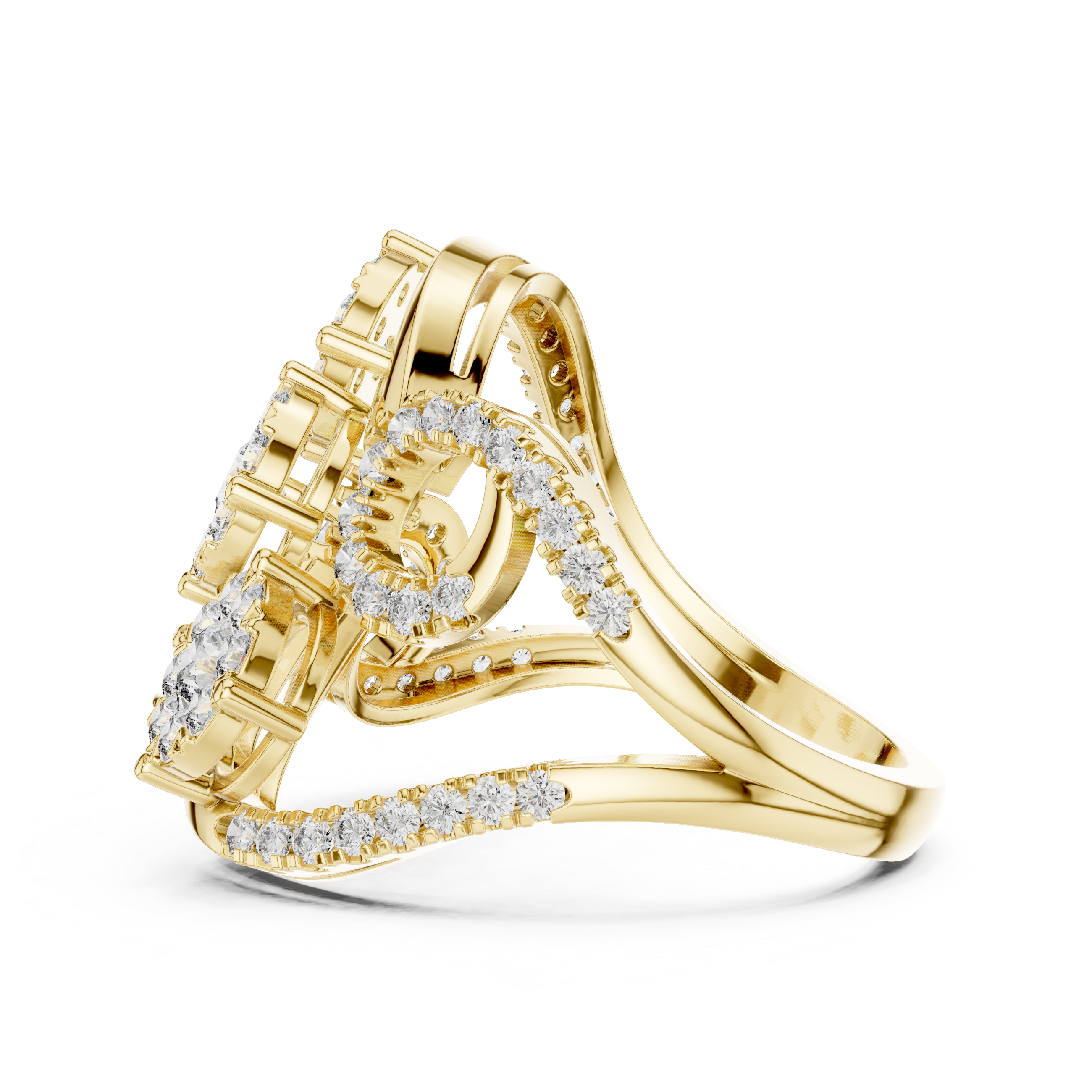 Round Cut Diamond Infinity Cluster Ring with Halo Accents