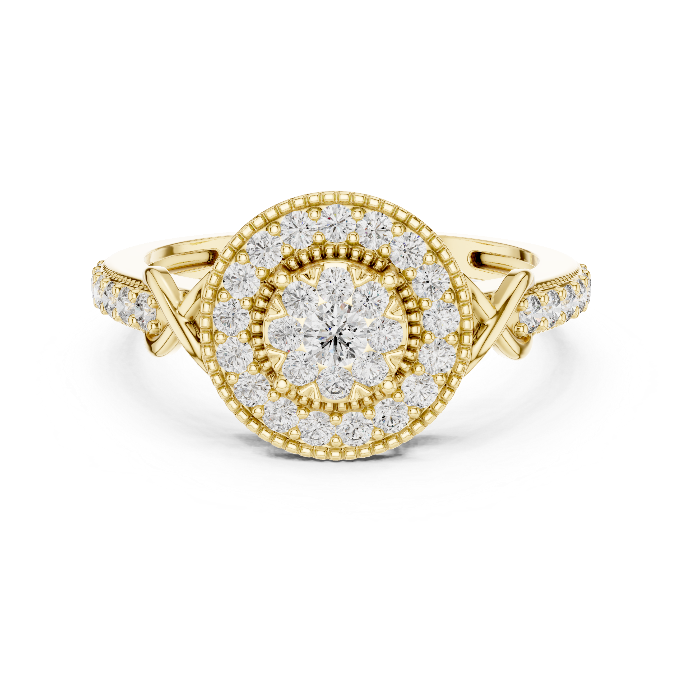 Celebration ring with colorful gemstone accents.