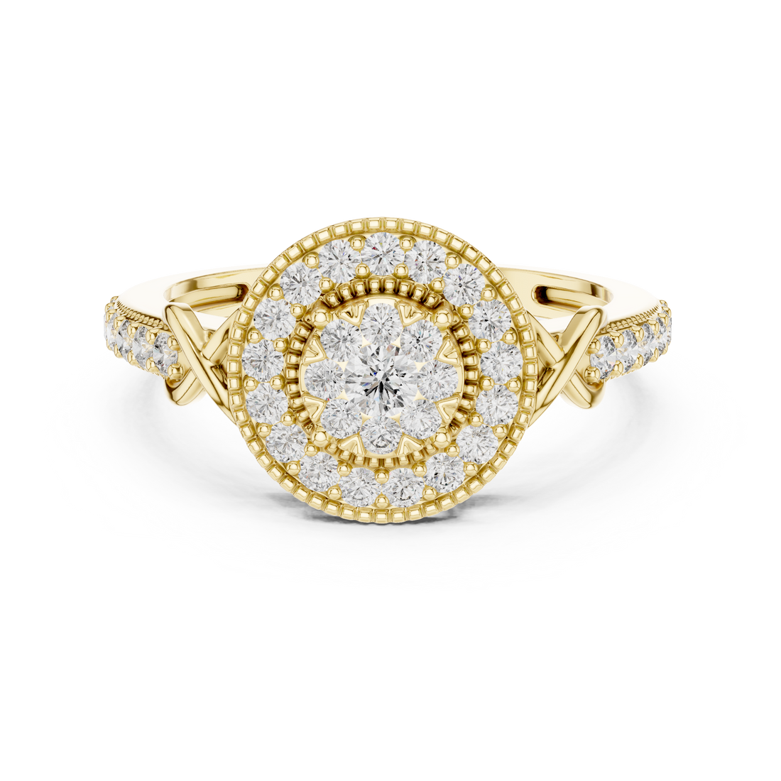 Celebration ring with colorful gemstone accents.