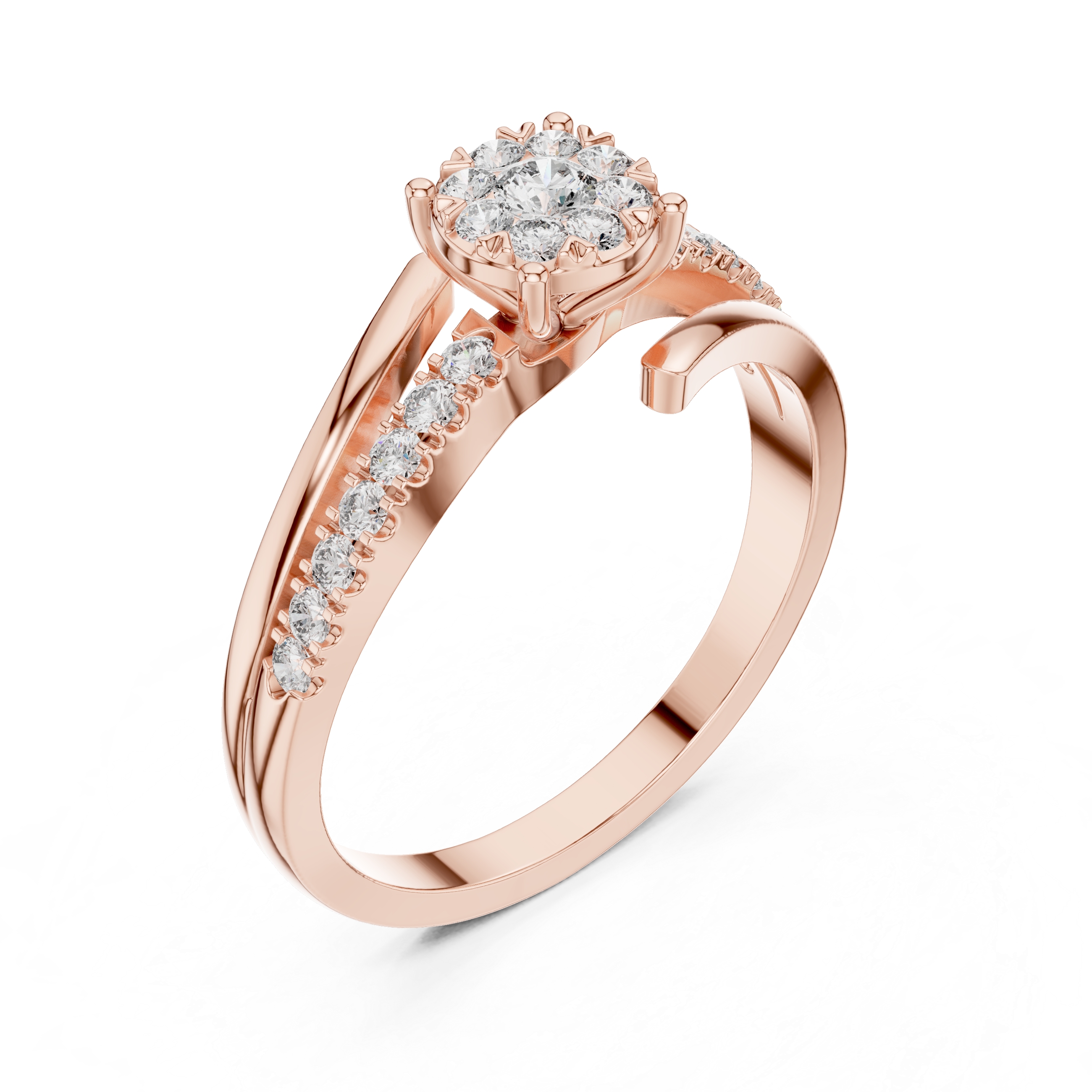 Sophisticated CZ diamond solitaire ring designed in gold plating with a polished band and elegant finish.