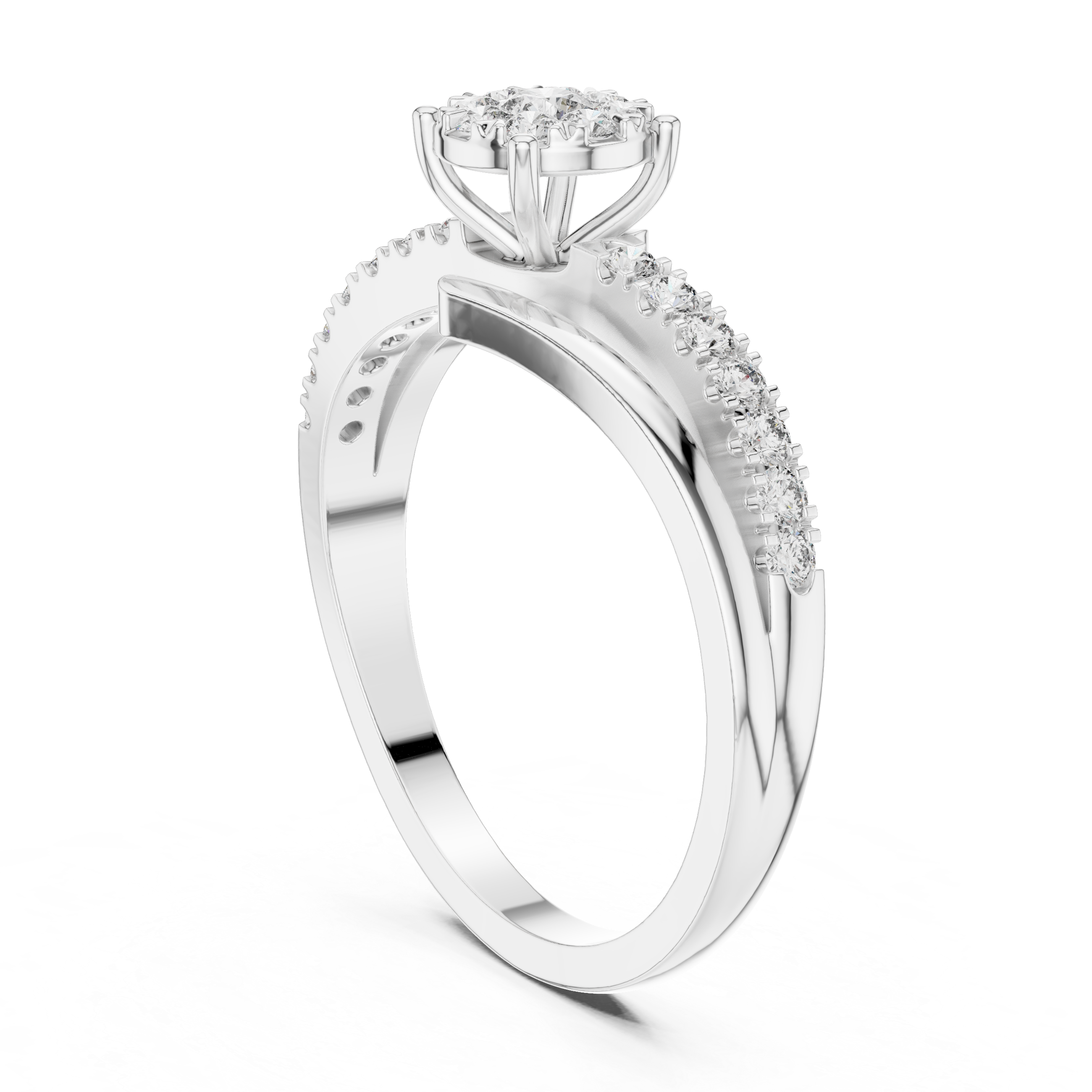 Elegant halo-style CZ diamond engagement ring crafted in rose gold tone with brilliant surrounding stones.