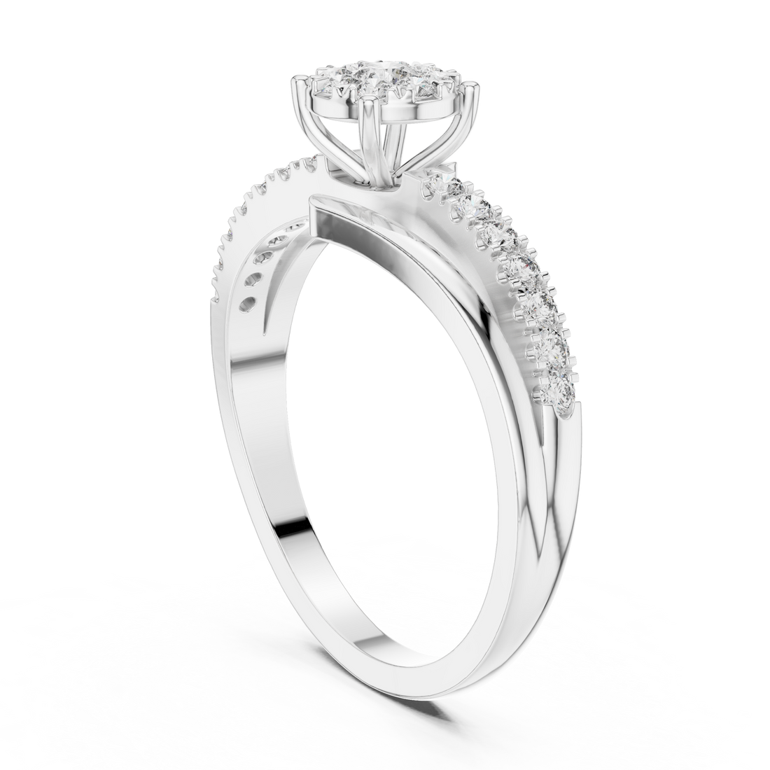Elegant halo-style CZ diamond engagement ring crafted in rose gold tone with brilliant surrounding stones.