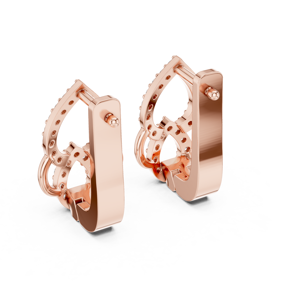 Round Brilliant Diamond Pavé Teardrop Link Stud Earrings