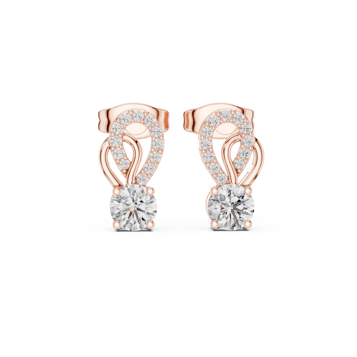 Round Brilliant Diamond Pavé Swirl Drop Stud Earrings