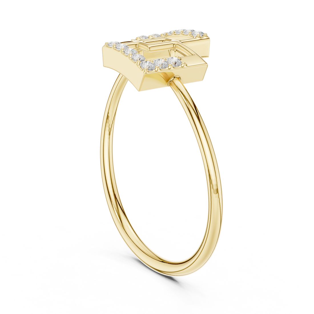 Modern men's fashion ring designed with CZ diamonds in polished gold finish.