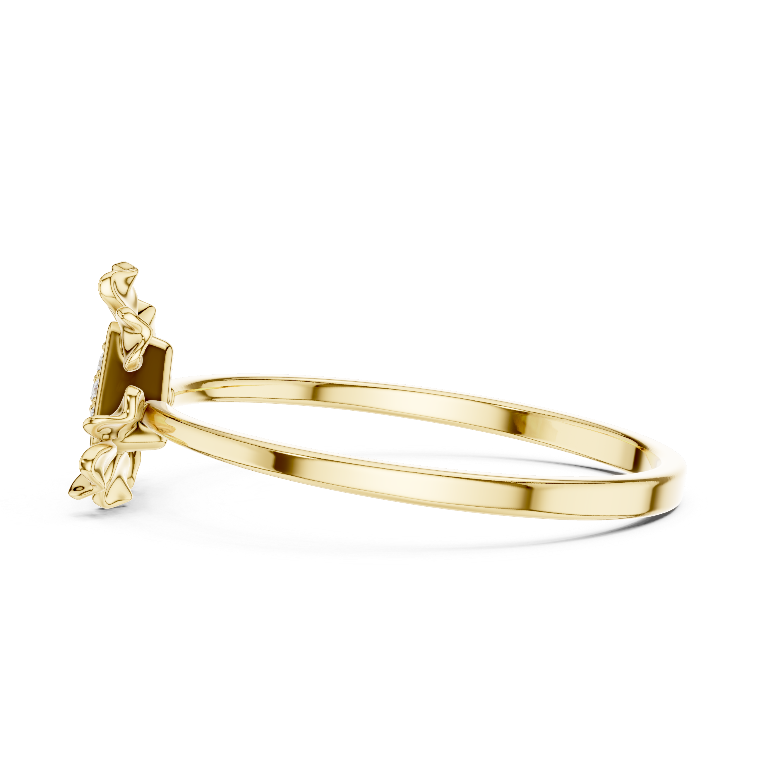 Adjustable baby ring designed in polished gold with smooth rounded edges.