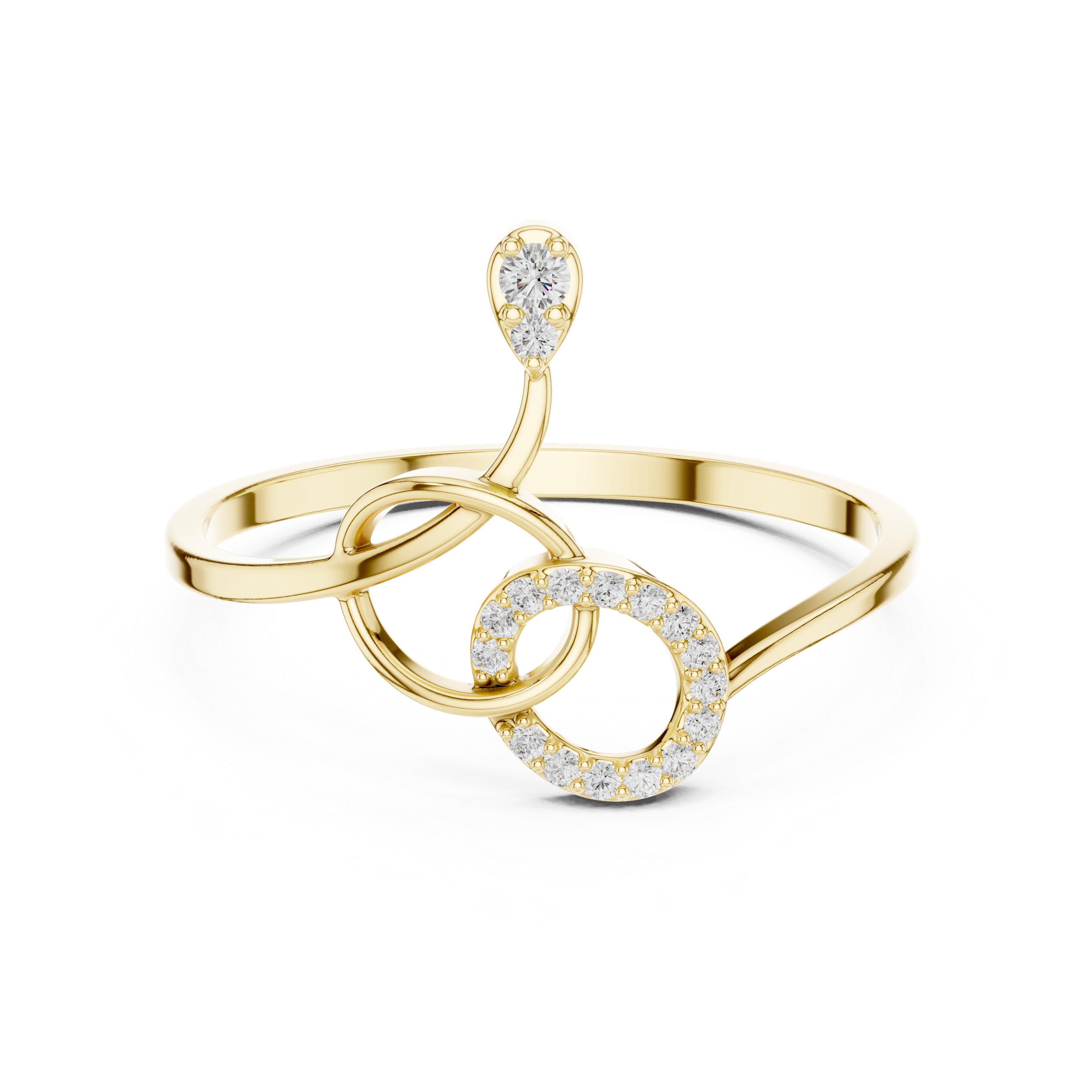 Decorative toe ring featuring floral carving and sparkling diamond detail.