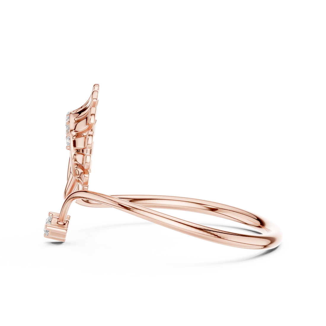 Minimalist gold band ring with delicate round diamond centerpiece.