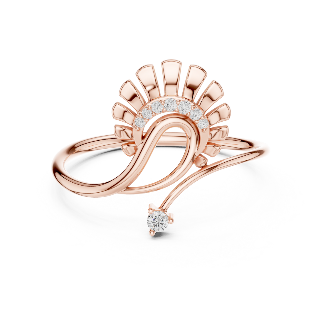 Cushion-cut lab-grown diamond ring in modern rose gold finish.