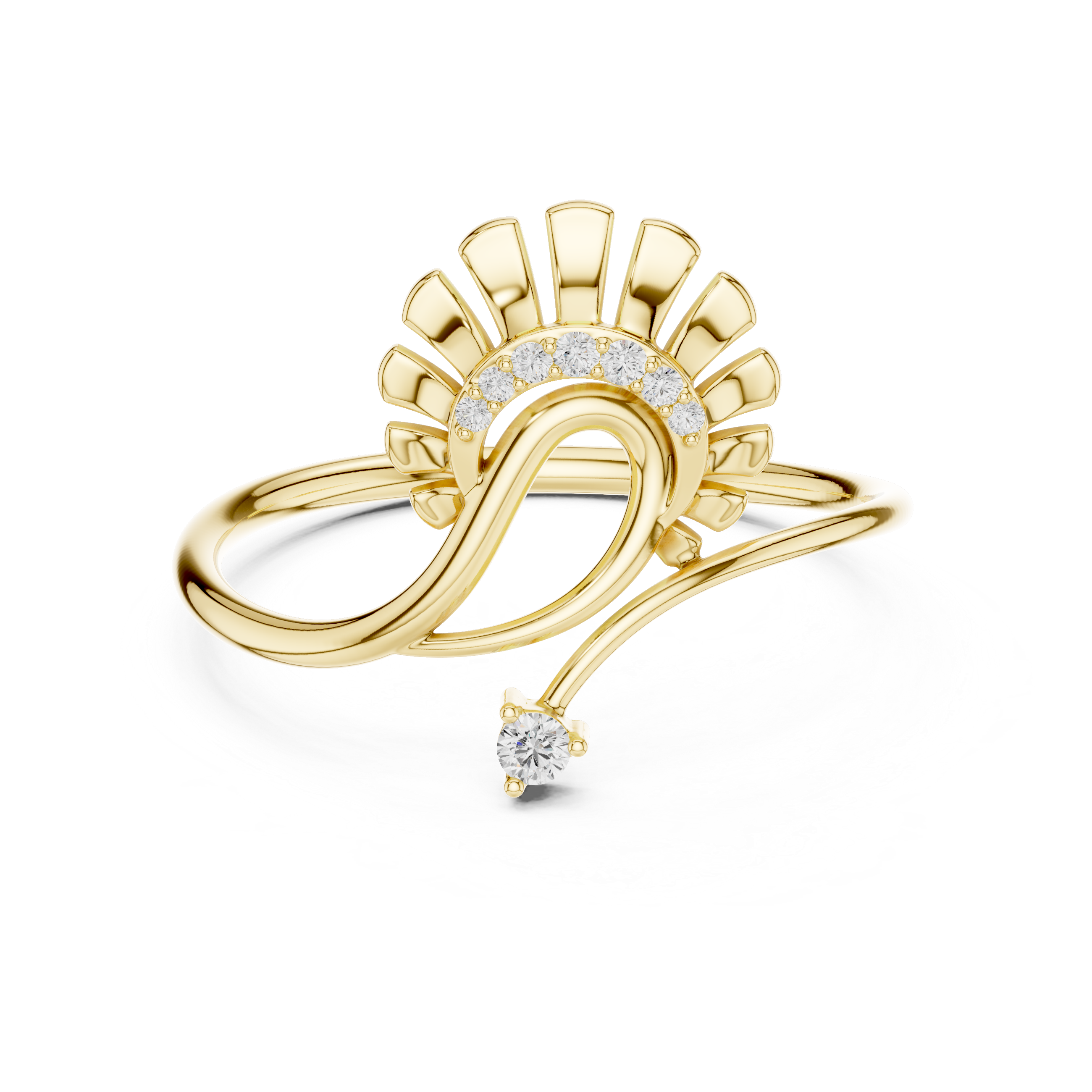 Modern twisted band ring featuring lab-grown diamond accents.