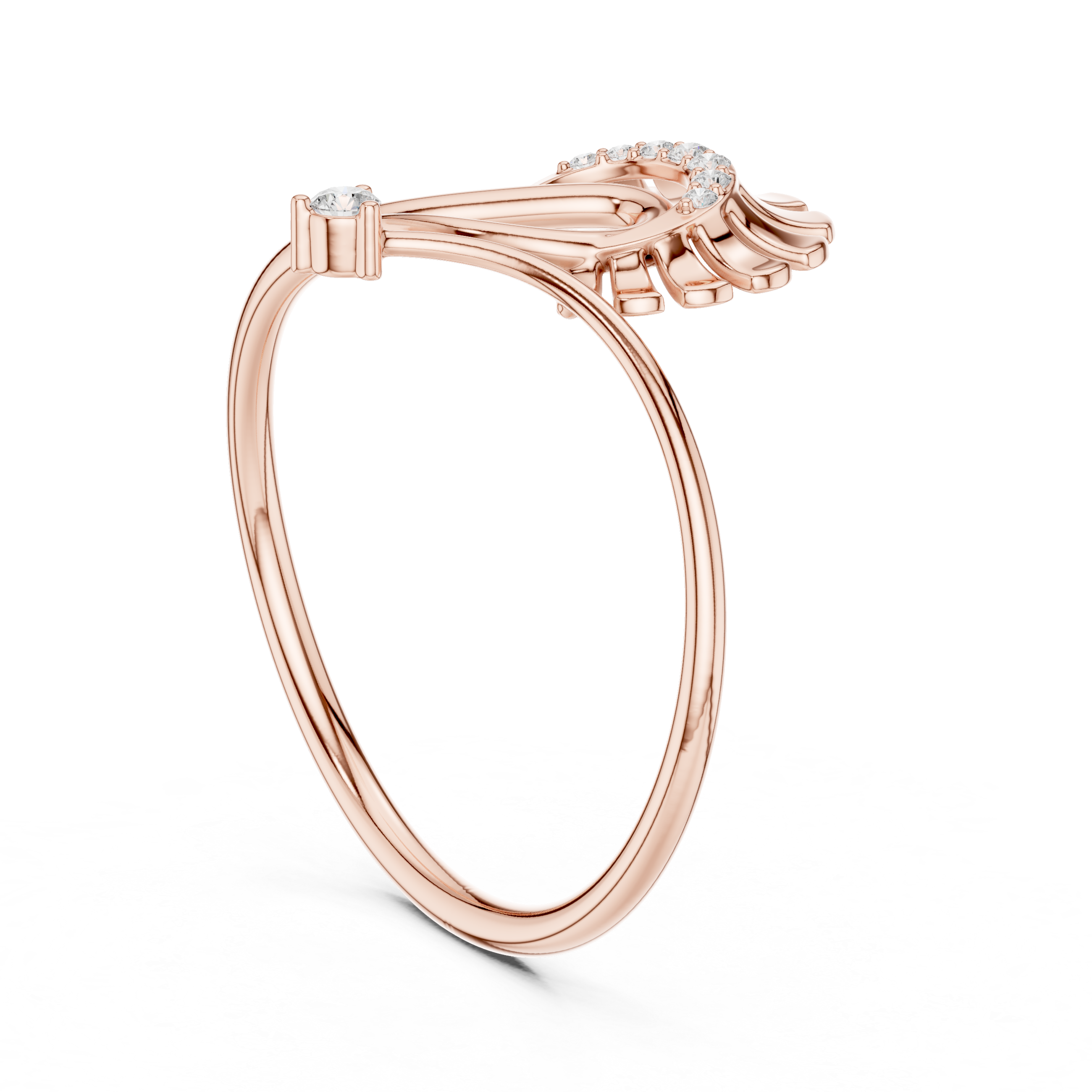 Classic solitaire diamond ring with smooth polished gold band.