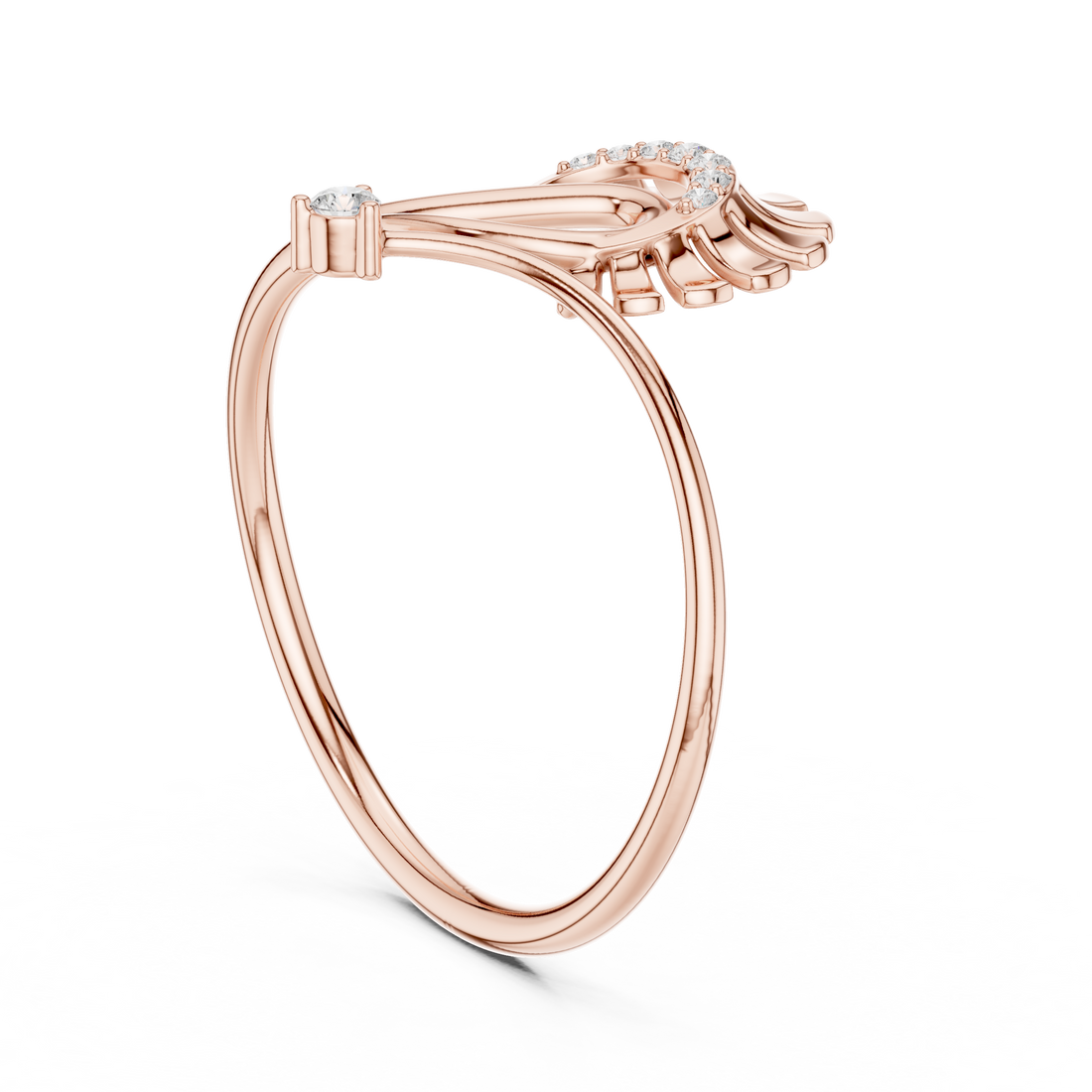 Classic solitaire diamond ring with smooth polished gold band.