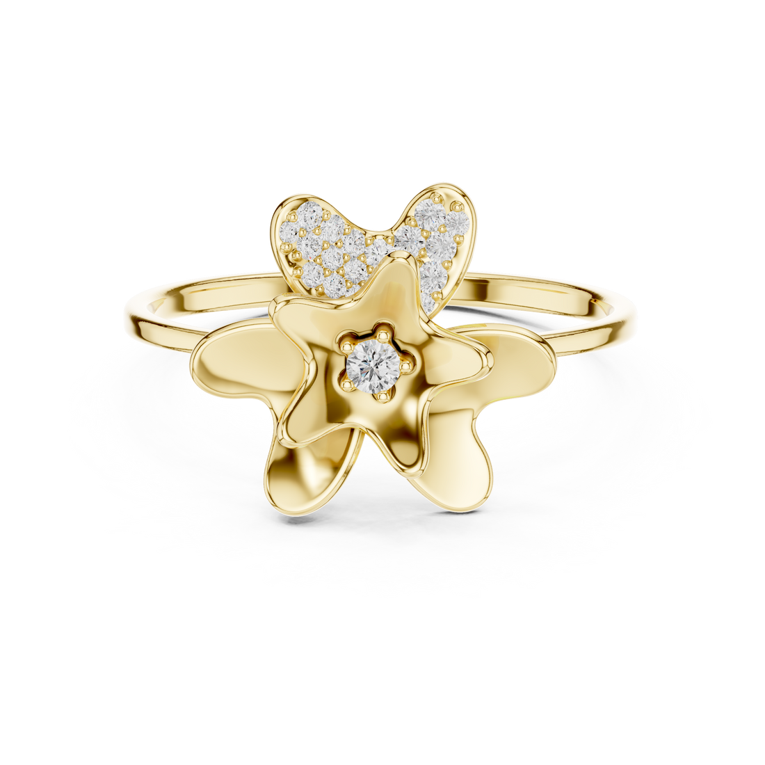 Stylish diamond bangle bracelet in polished rose gold finish.