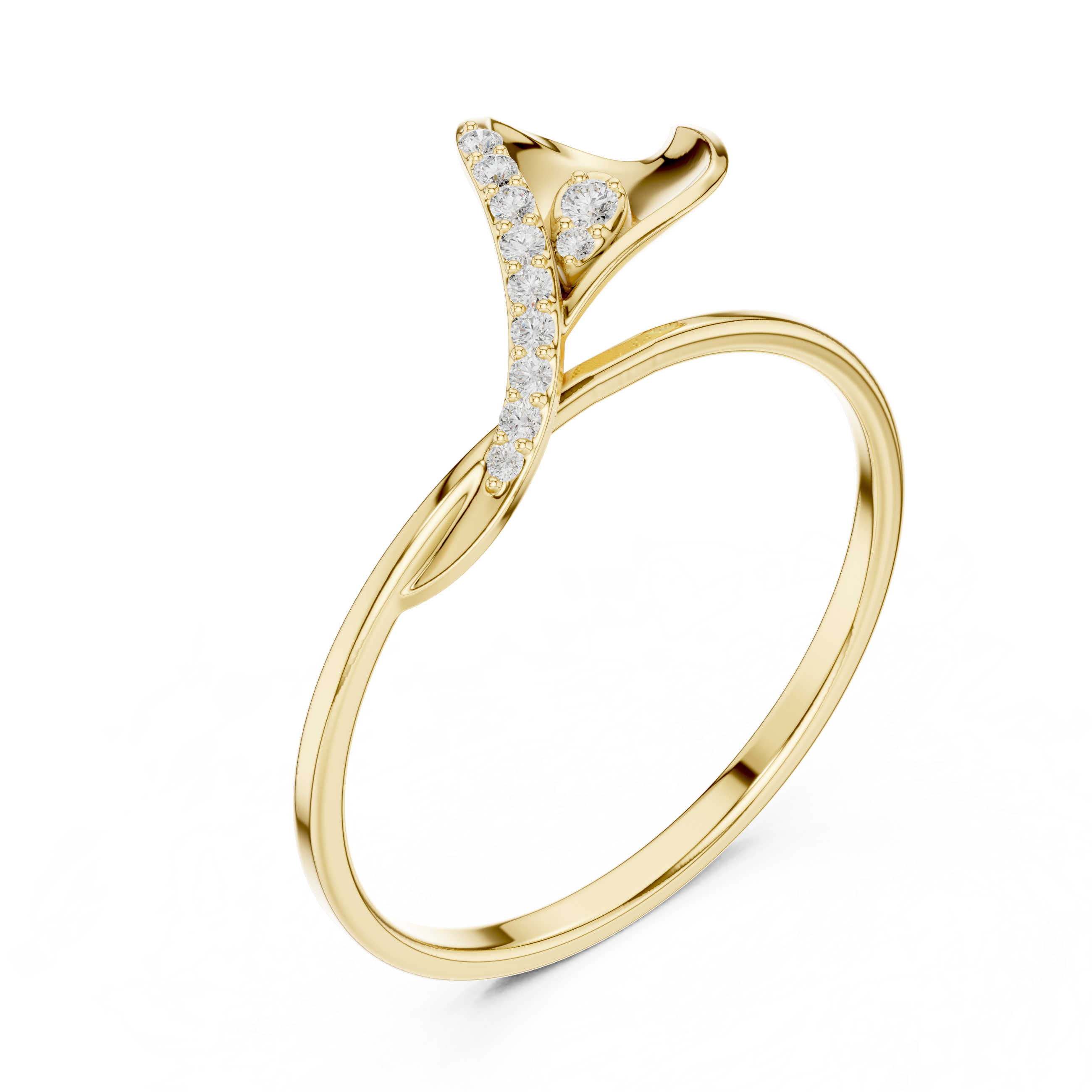 Elegant diamond nose pin in polished gold setting.