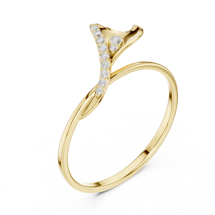 Elegant diamond nose pin in polished gold setting.