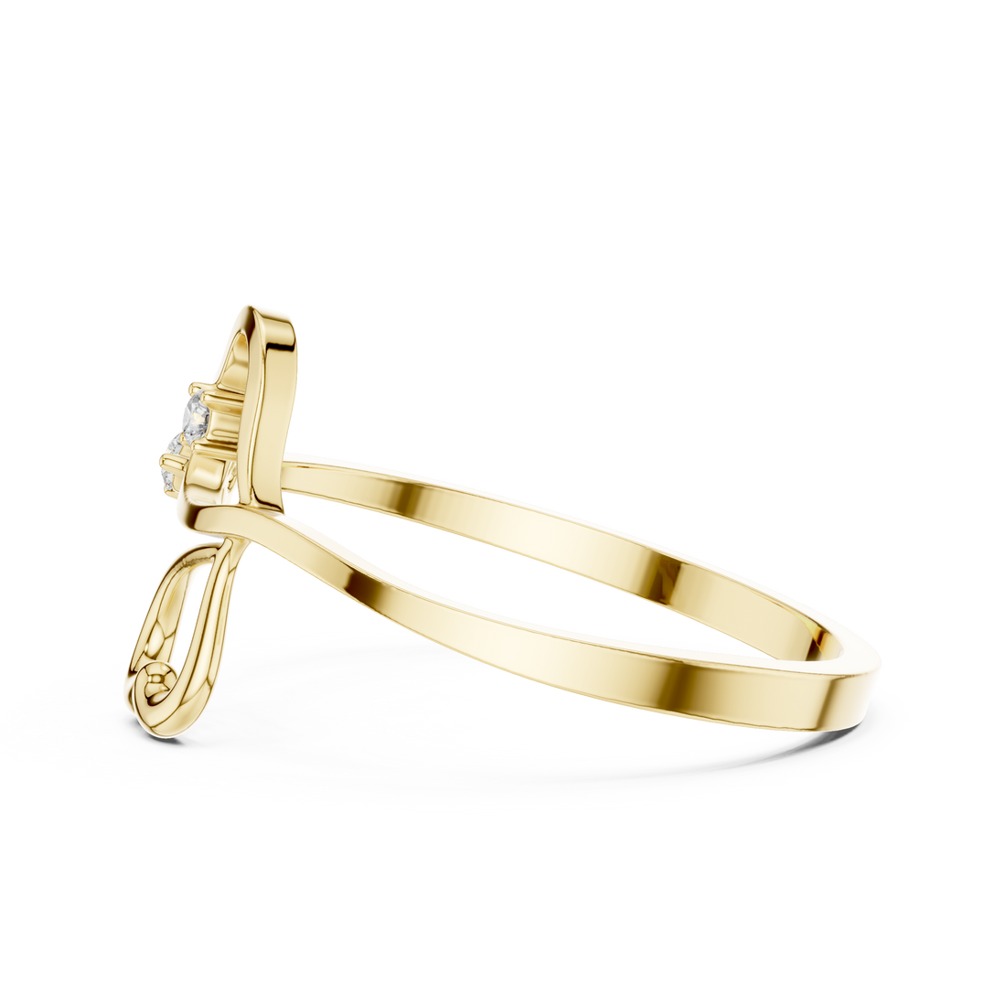 Gold anklet with smooth chain and diamond accents.