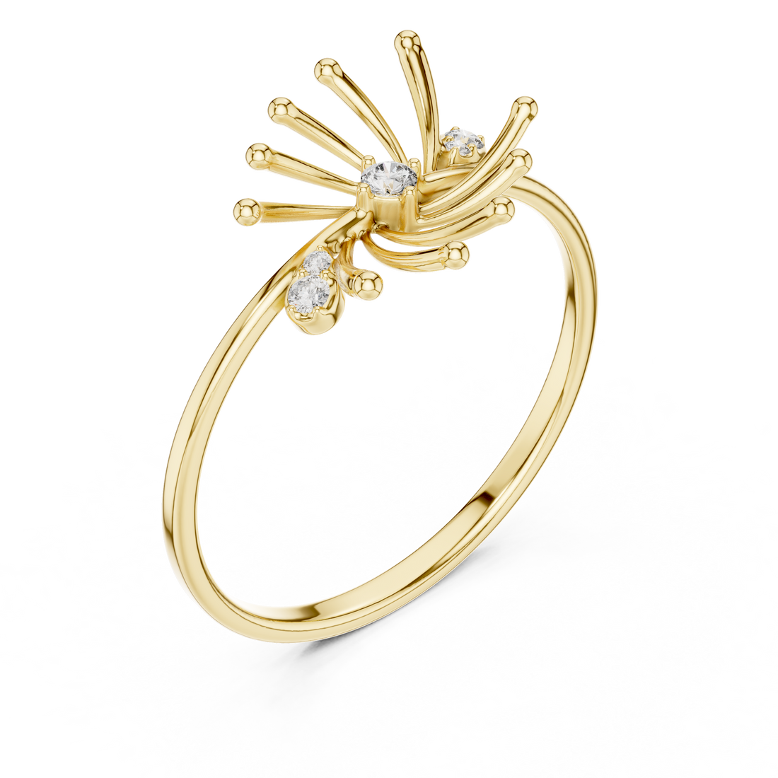 Halo cocktail ring with sparkling diamond border.