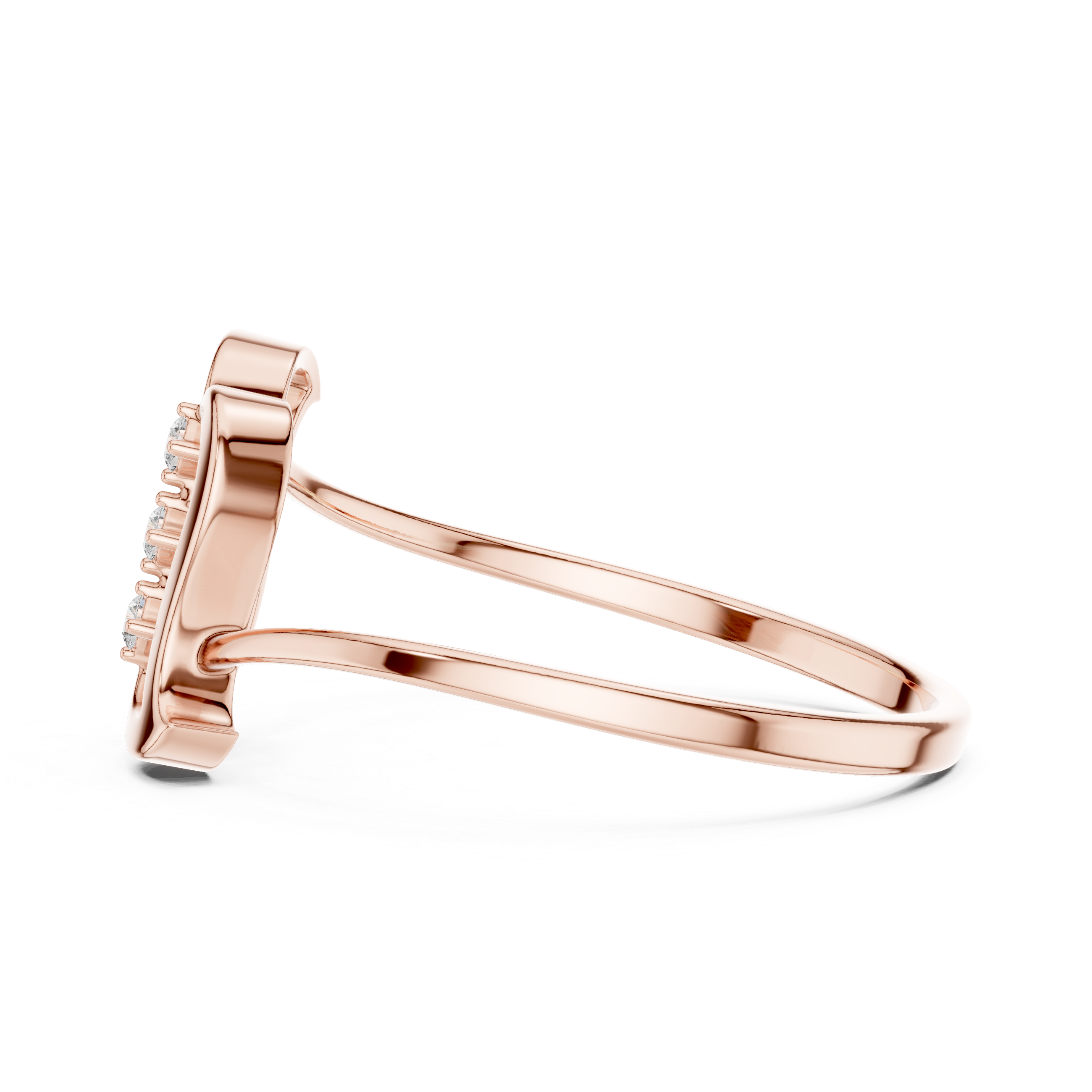 Diamond ear climber earrings with sleek curved design.