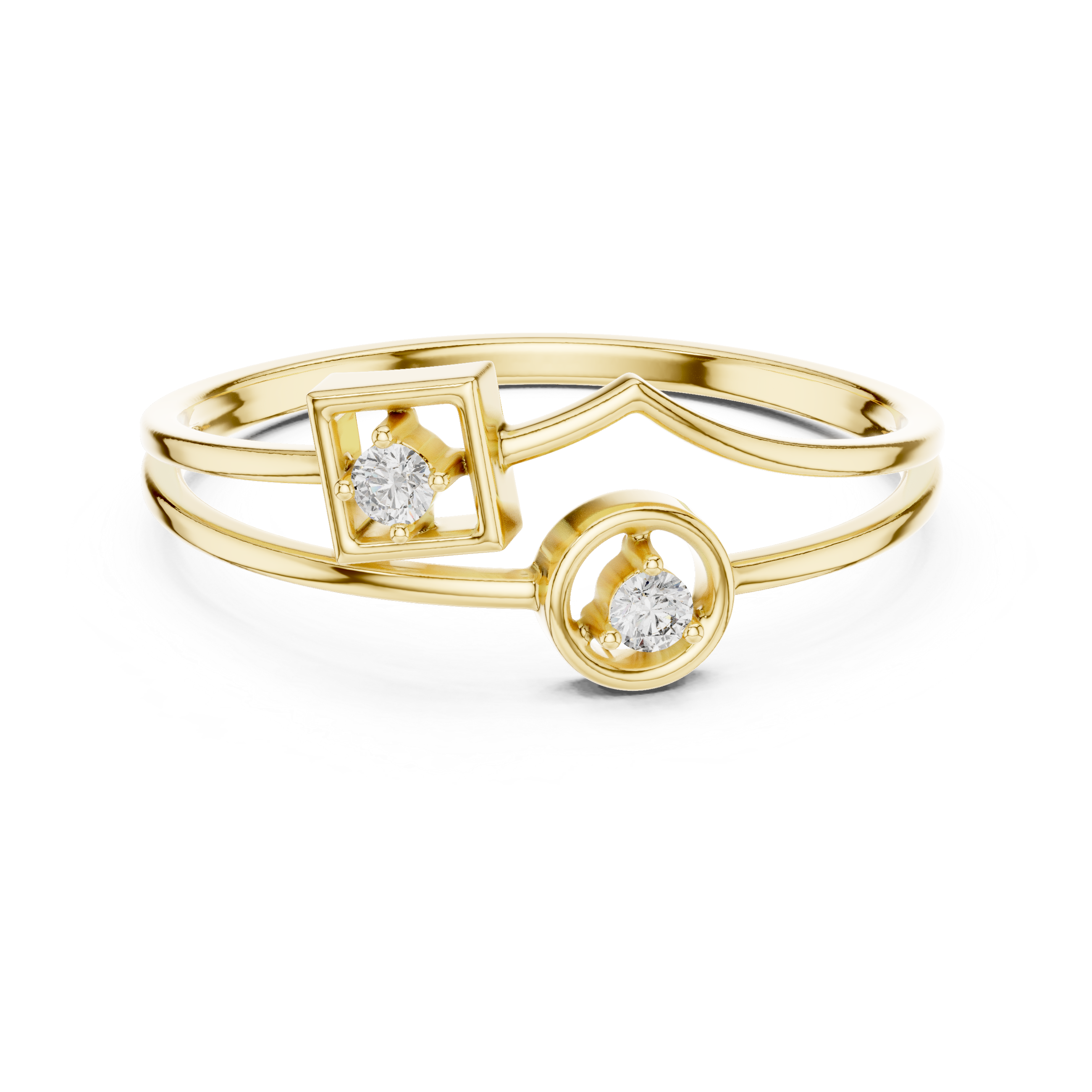 Cushion-cut diamond ring with refined rose gold finish.