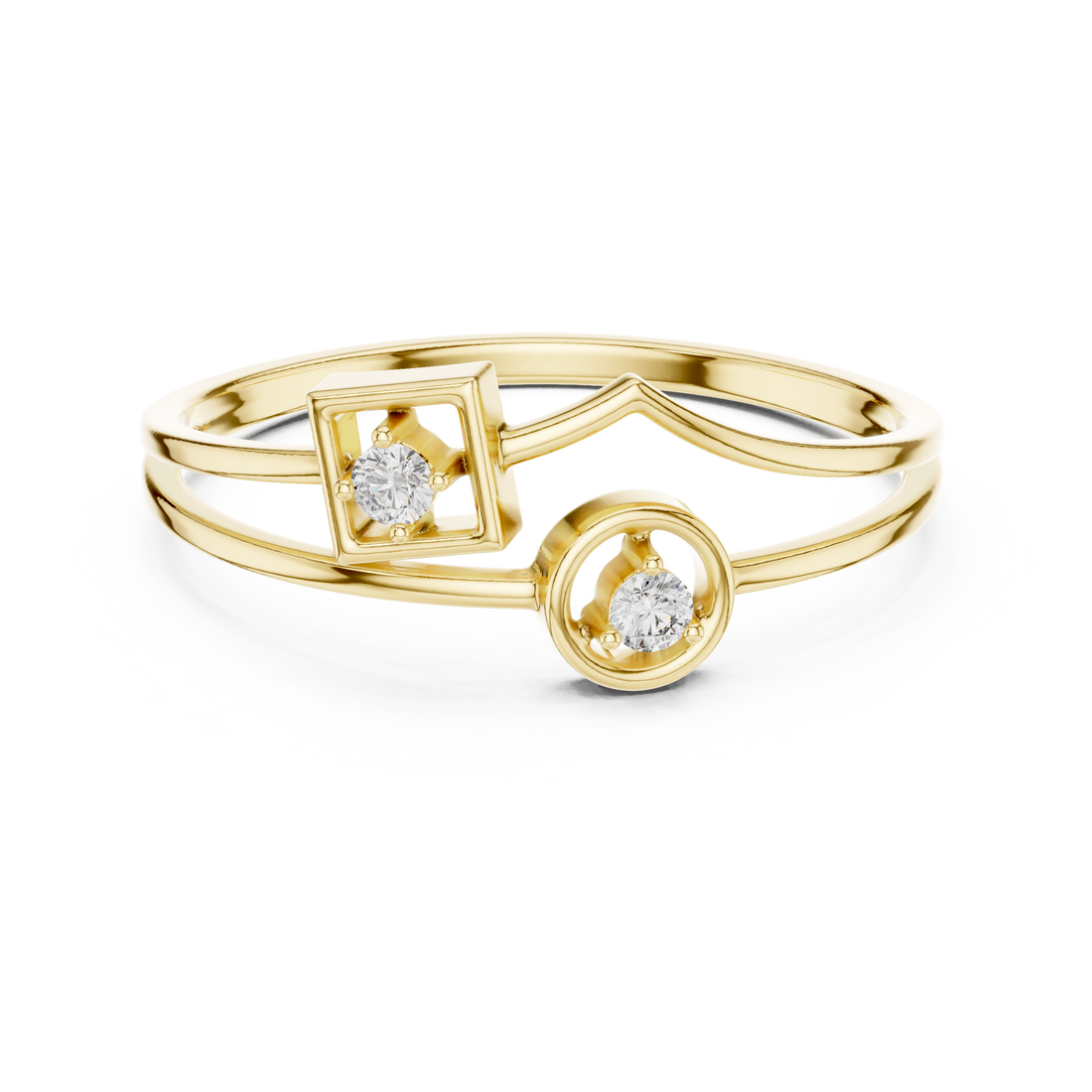Cushion-cut diamond ring with refined rose gold finish.