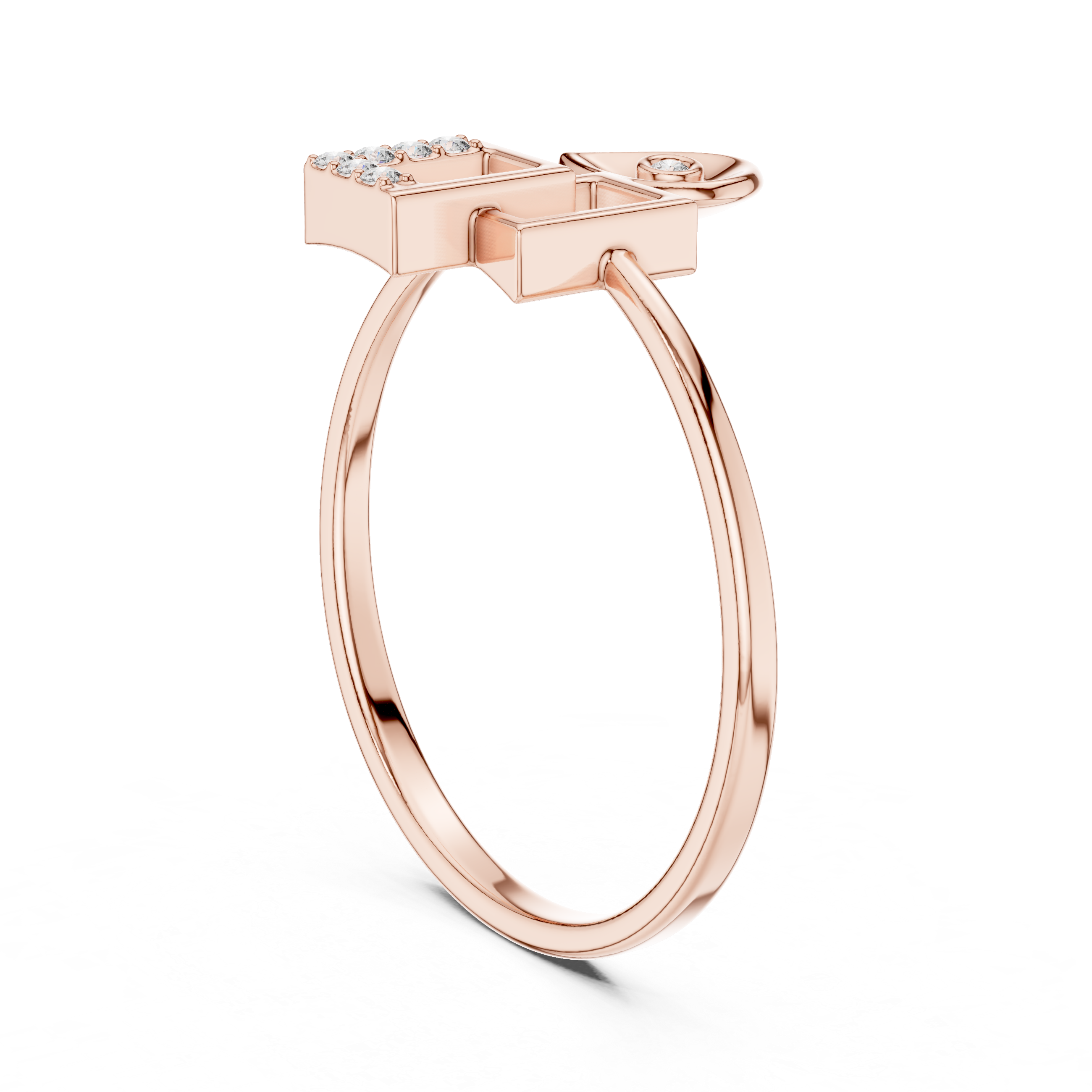Stylish twisted diamond band ring with modern design.