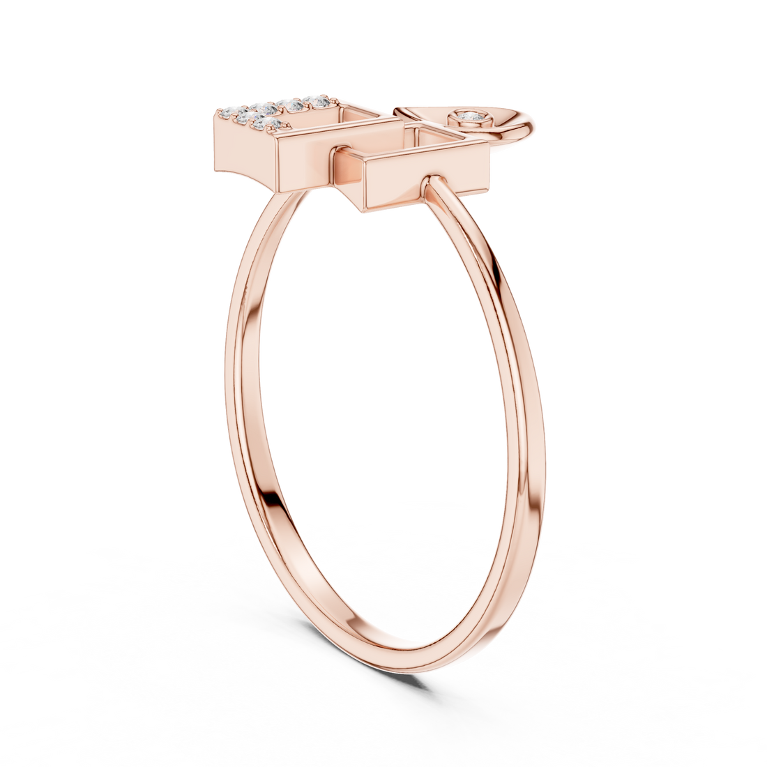 Stylish twisted diamond band ring with modern design.