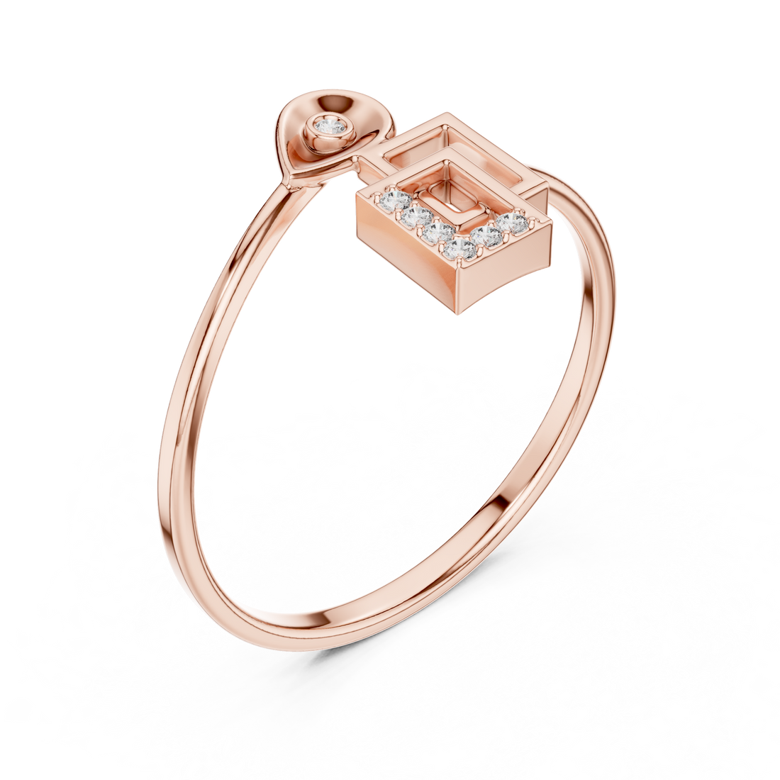 Vintage-style diamond ring with engraved gold details.