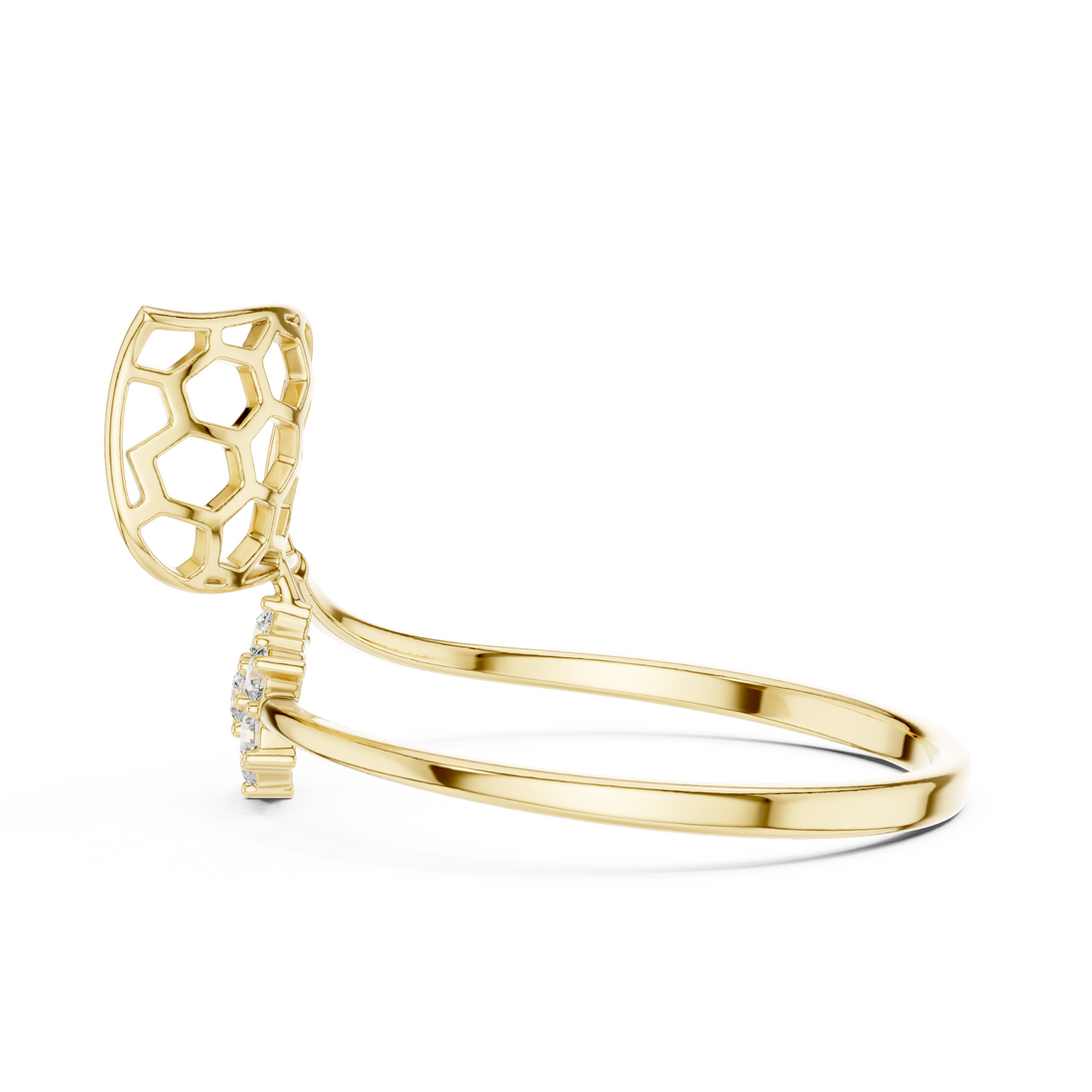 Elegant nose pin with small diamond centerpiece.
