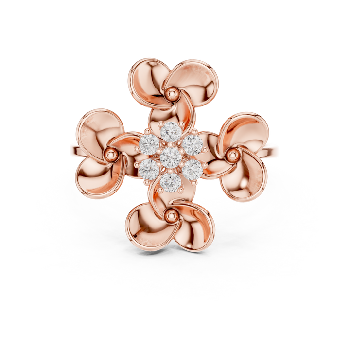 Decorative nose stud with floral pattern detail.