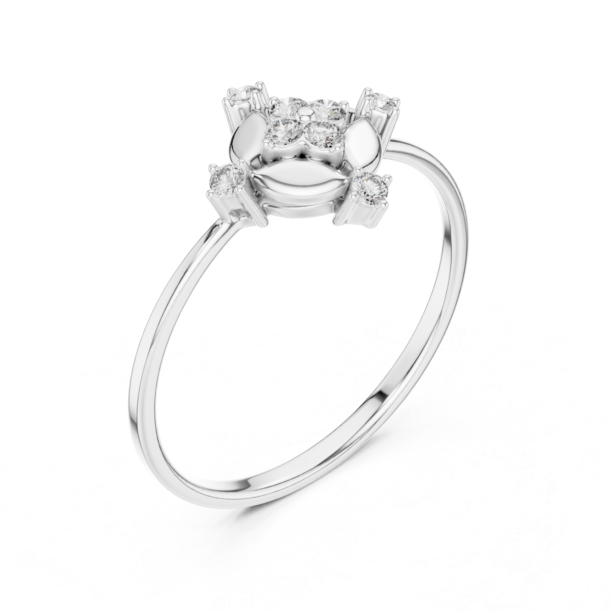 Halo cocktail ring with sparkling diamond border.