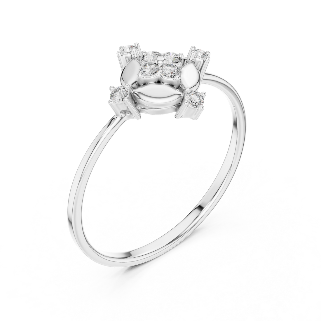 Halo cocktail ring with sparkling diamond border.