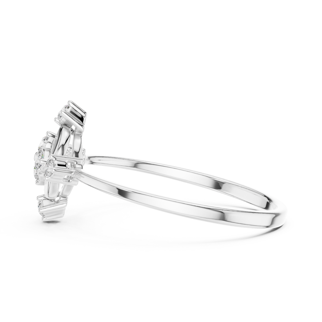 Multi-stone fashion ring with decorative pattern.