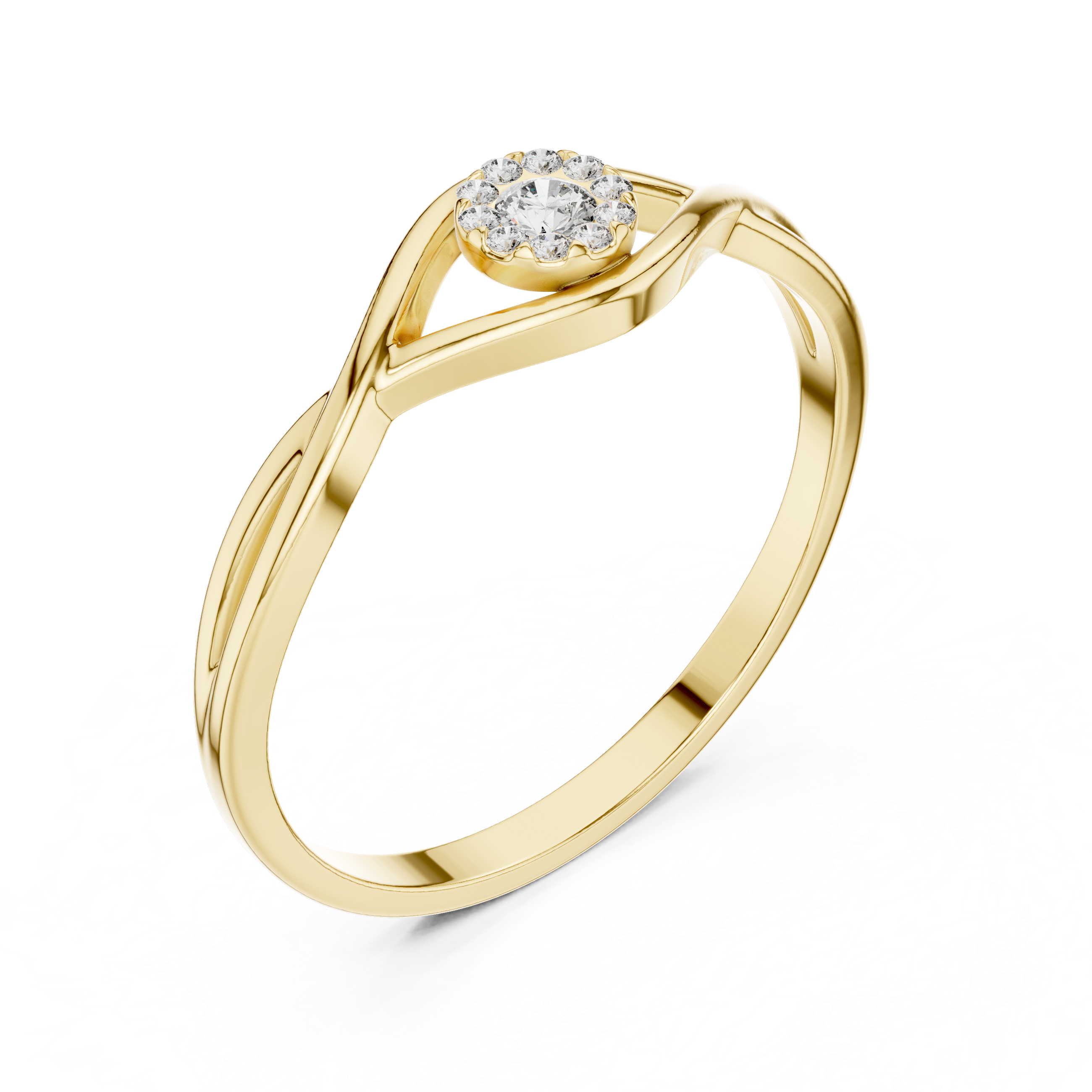 Halo engagement ring with brilliant diamond border.