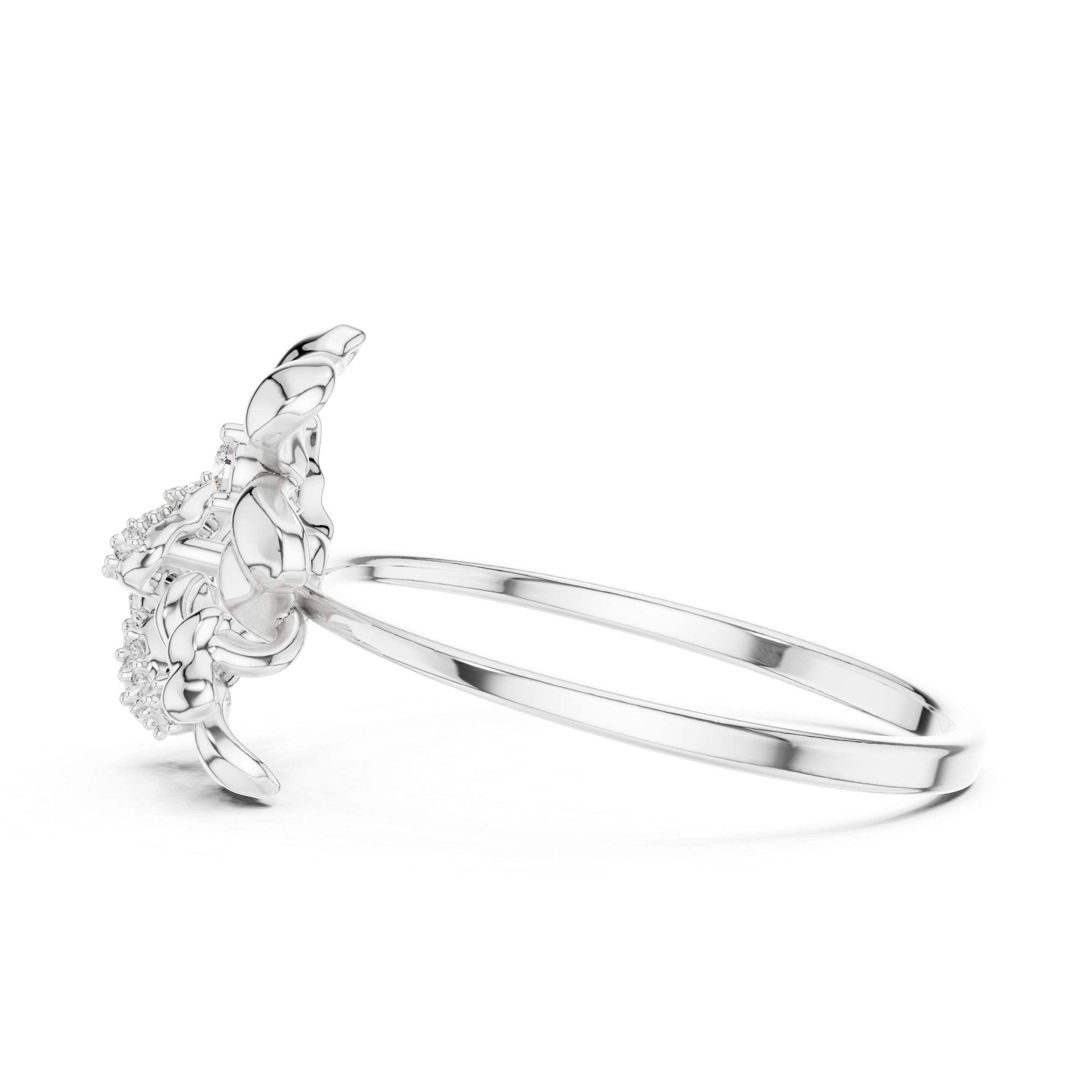 Modern princess-cut diamond ring in smooth white gold band.