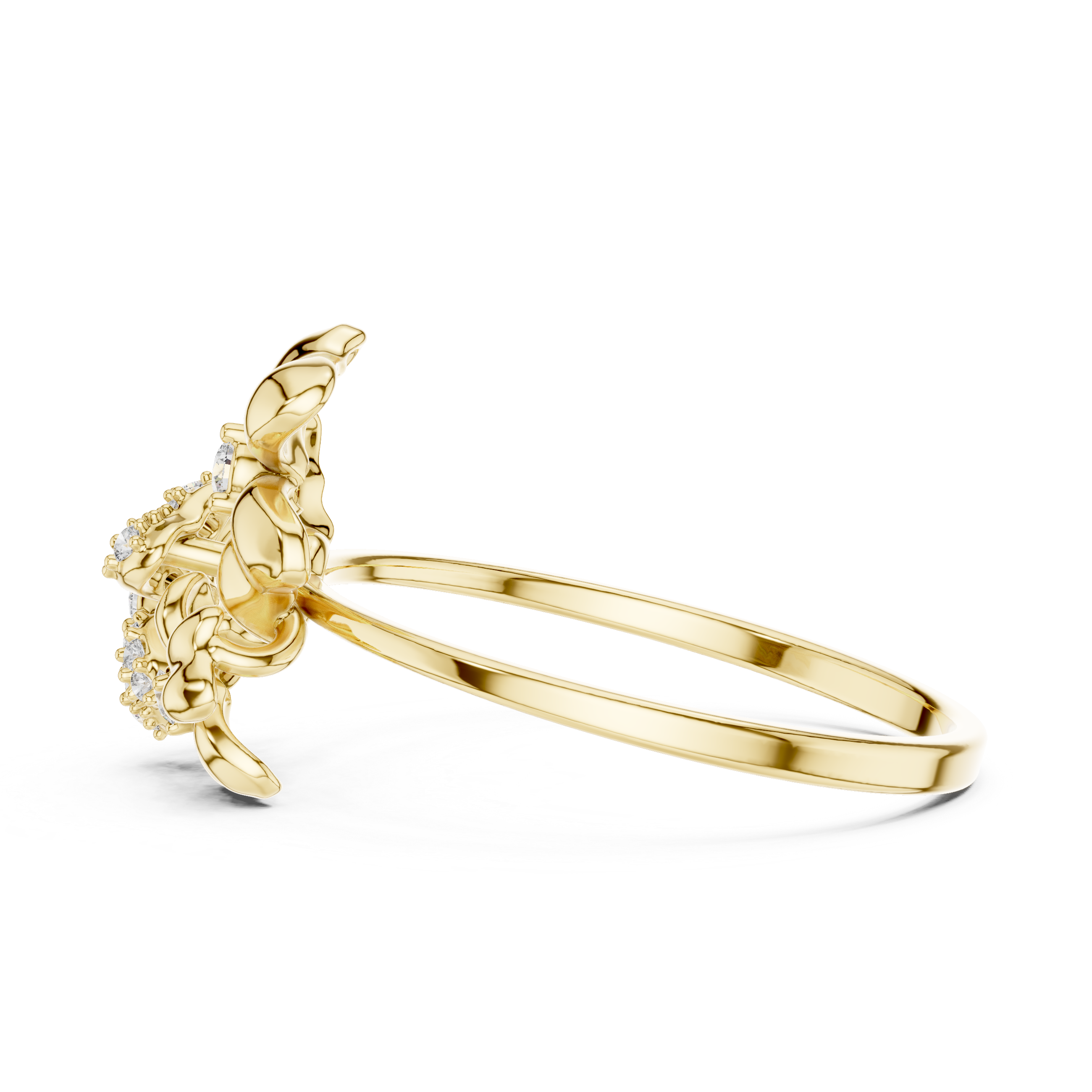 Classic oval diamond halo ring with bright side stone sparkle.