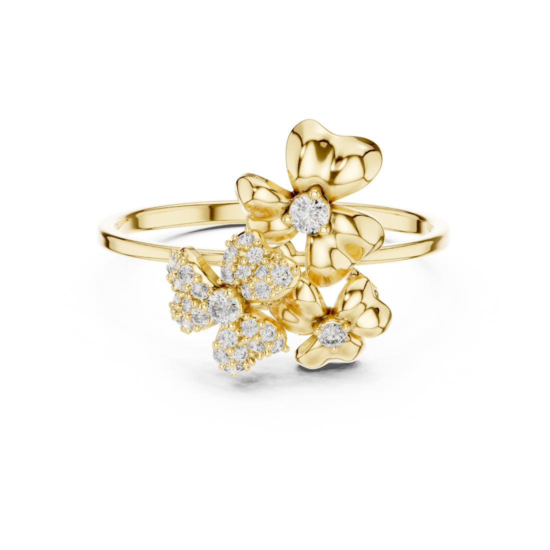 Modern princess-cut diamond ring in smooth white gold band.