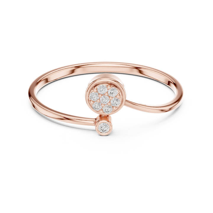 Cushion-cut diamond engagement ring in refined rose gold setting.