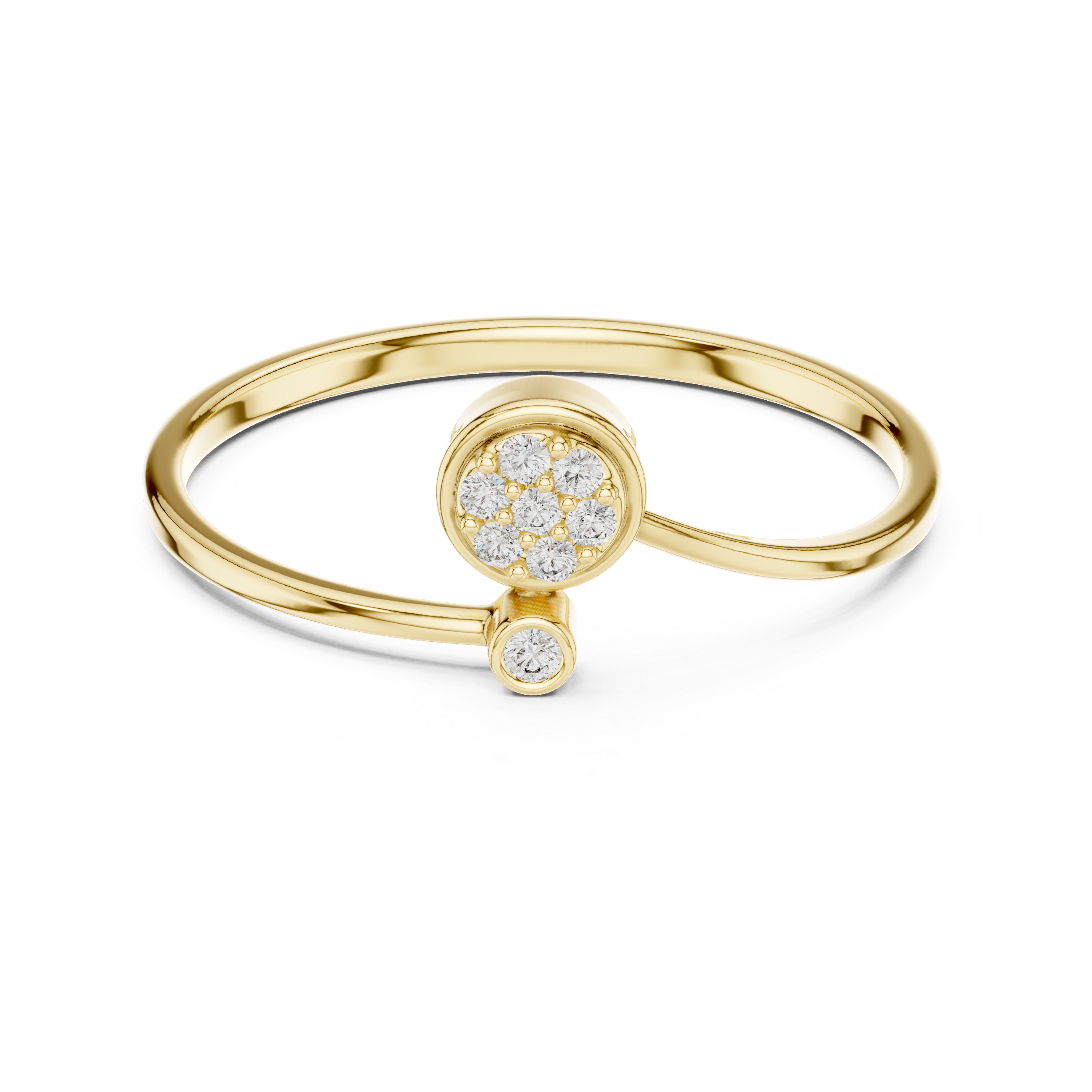 Stylish twisted gold ring with sparkling diamond accents.