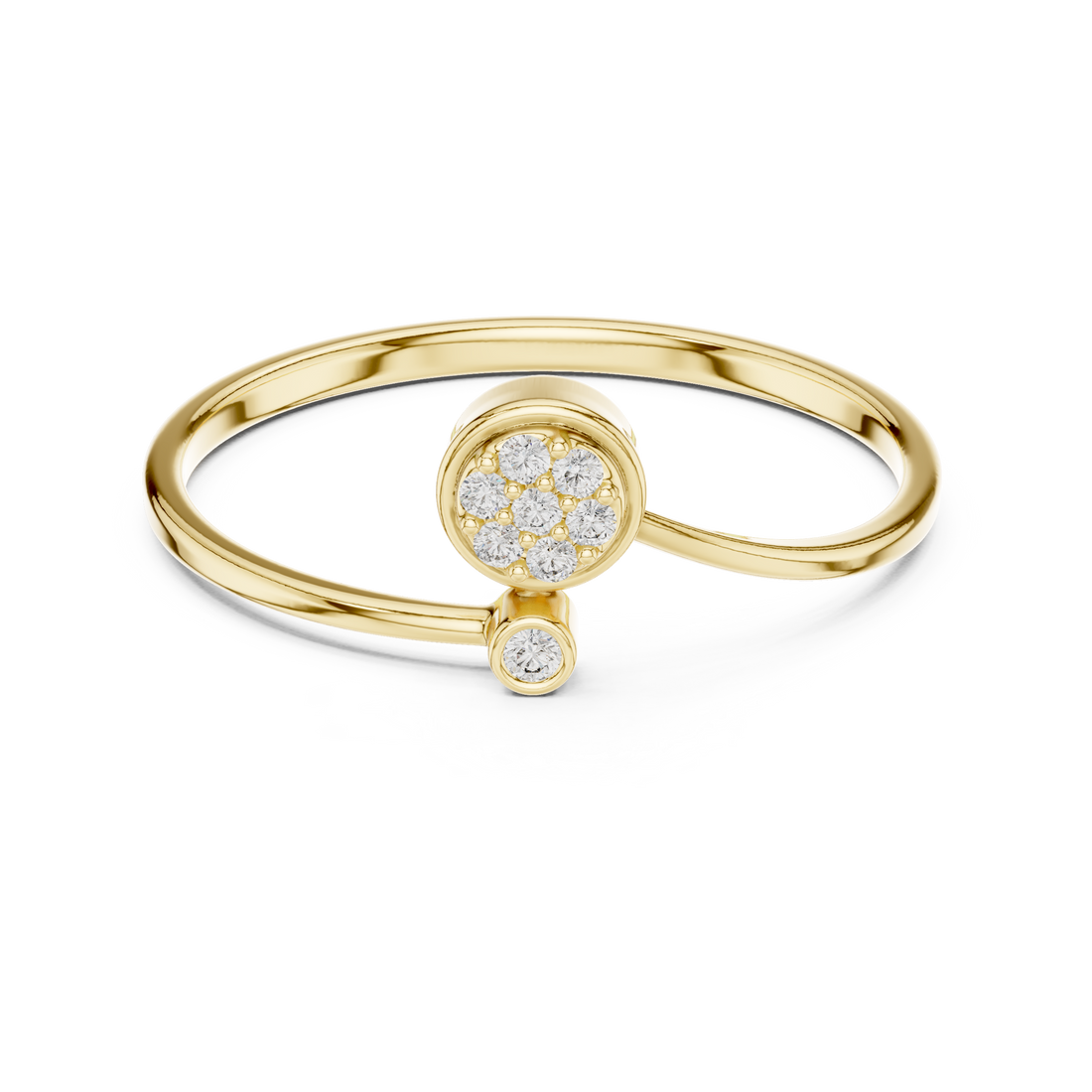 Stylish twisted gold ring with sparkling diamond accents.