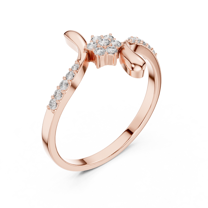 Elegant gold diamond engagement ring with classic round solitaire setting and polished band design.