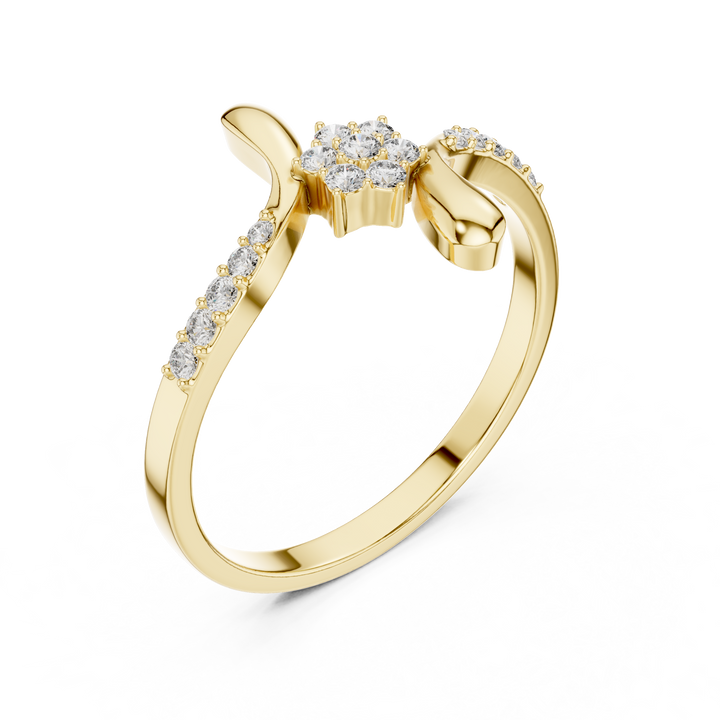 Modern geometric diamond ring with sharp angles and contemporary luxury finish.