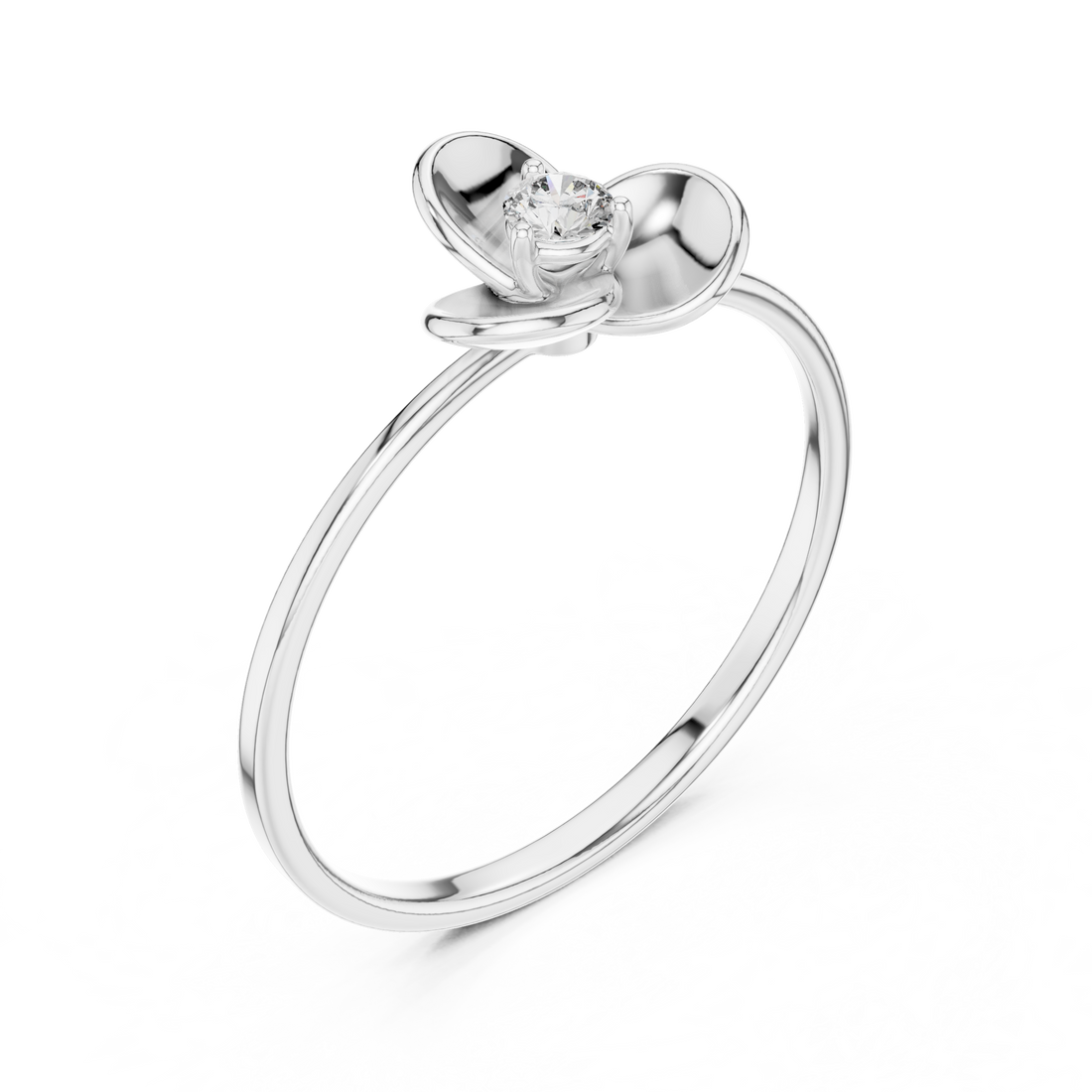 Modern three-stone diamond ring symbolizing past present and future with elegant design.