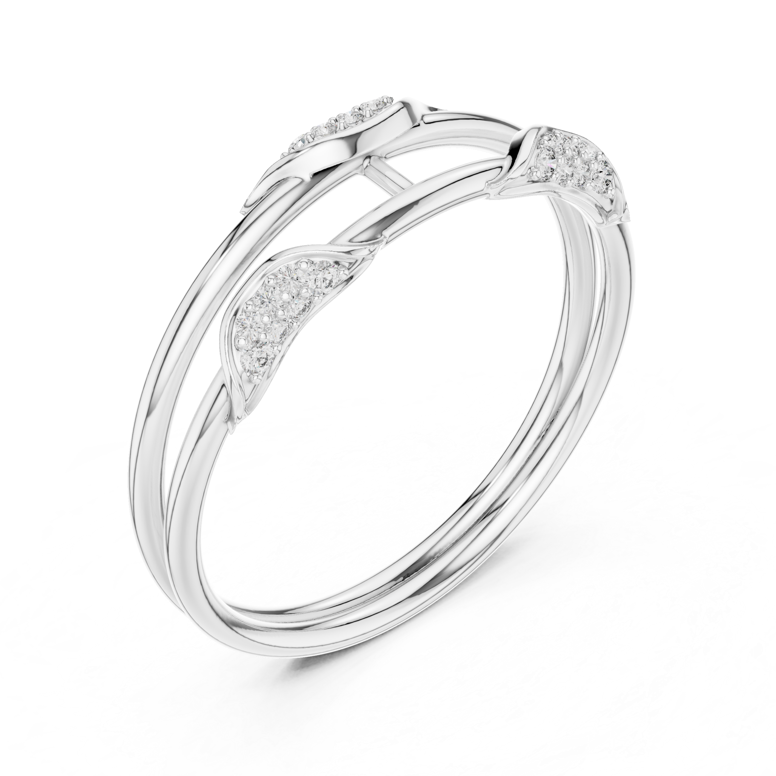 Minimalist thin gold band ring with tiny diamonds.