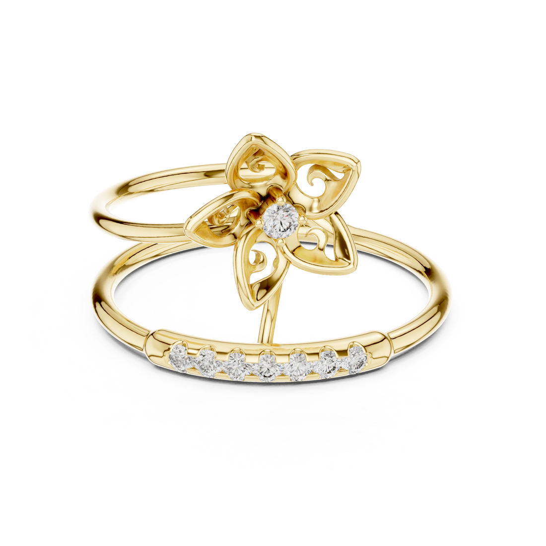 Cocktail ring with large colorful gemstone.