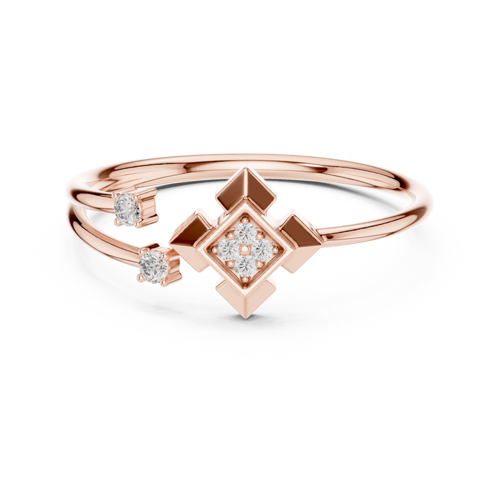 Halo cocktail ring with bold center stone.