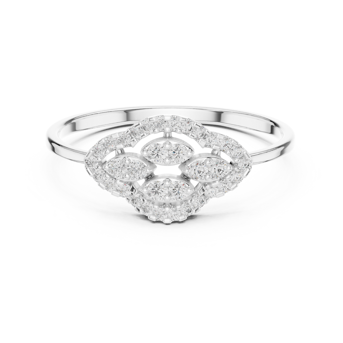 Floral toe ring with carved design.